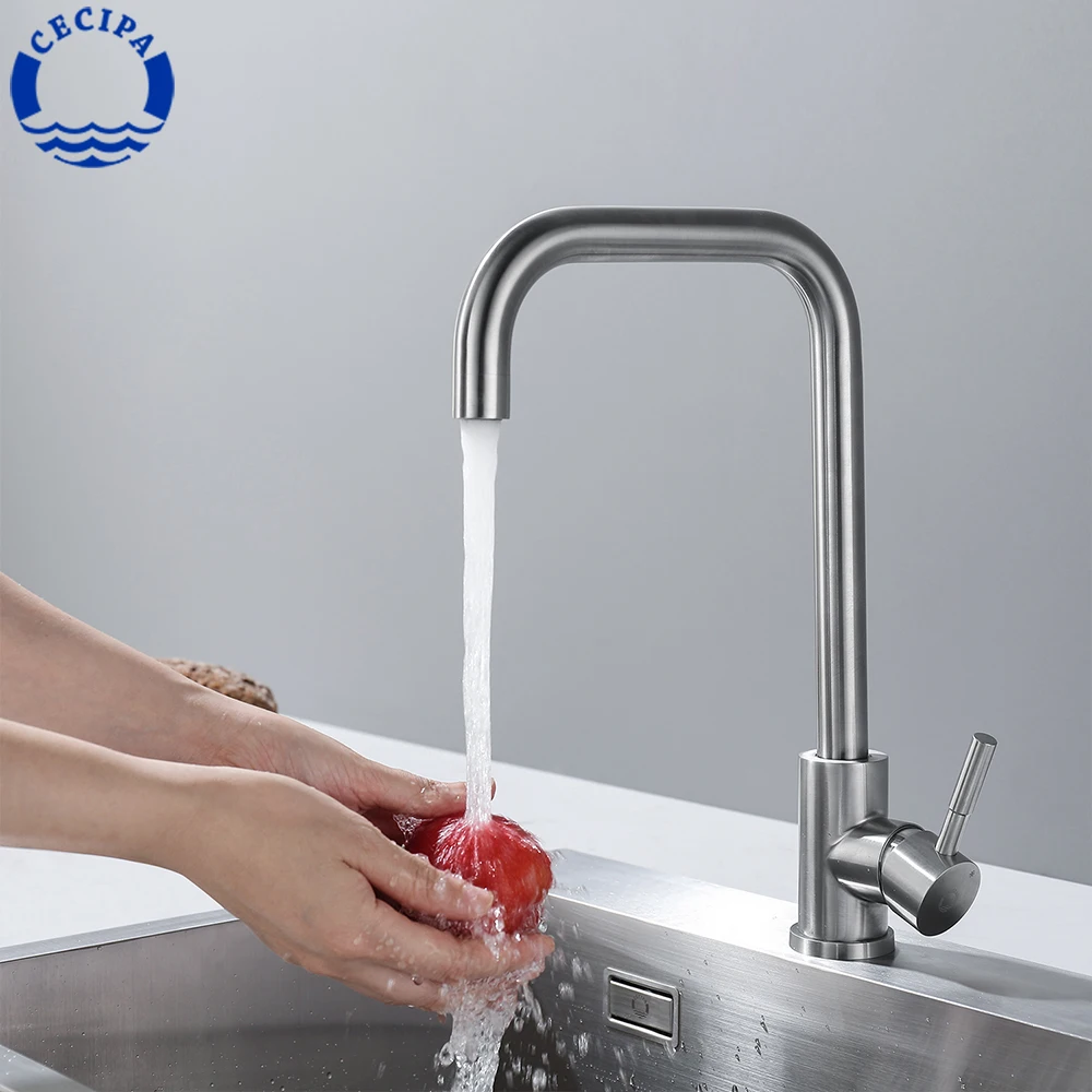 

CECIPA 360° Rotation Kitchen Faucet Stainless Steel Cold And Hot Mixer Water Tap Deck Mounted Kitchen Sink Accessories