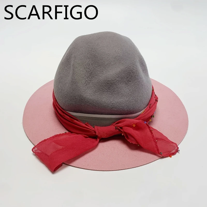 Классическая фетровая шляпа SCARFIGO в британском стиле Женская шерстяная Осенняя