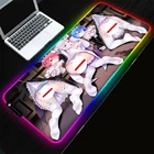 Большой коврик для мыши сексуальной девушки Lem в стиле аниме, RGB Клавиатура для ноутбука с блокировкой, настольный большой коврик для мыши со светодиодный ным фонариком, размер XXL