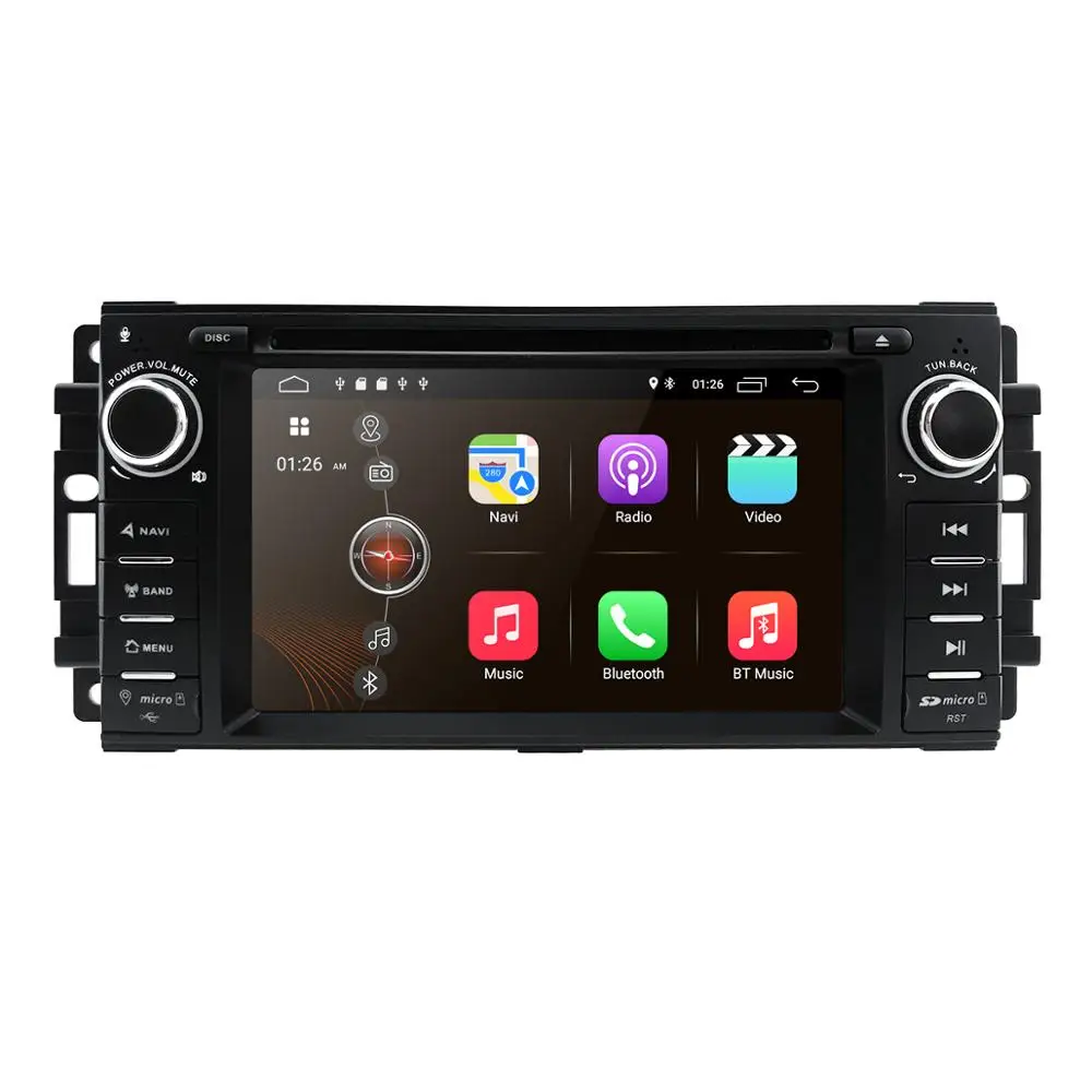 Head Unit Android9.0 стерео gps DVD плеер для Dodge Ram Challenger Jeep Wrangler JK головное устройство один Din сенсорный экран Indash Радио BT - Цвет: Head Unit