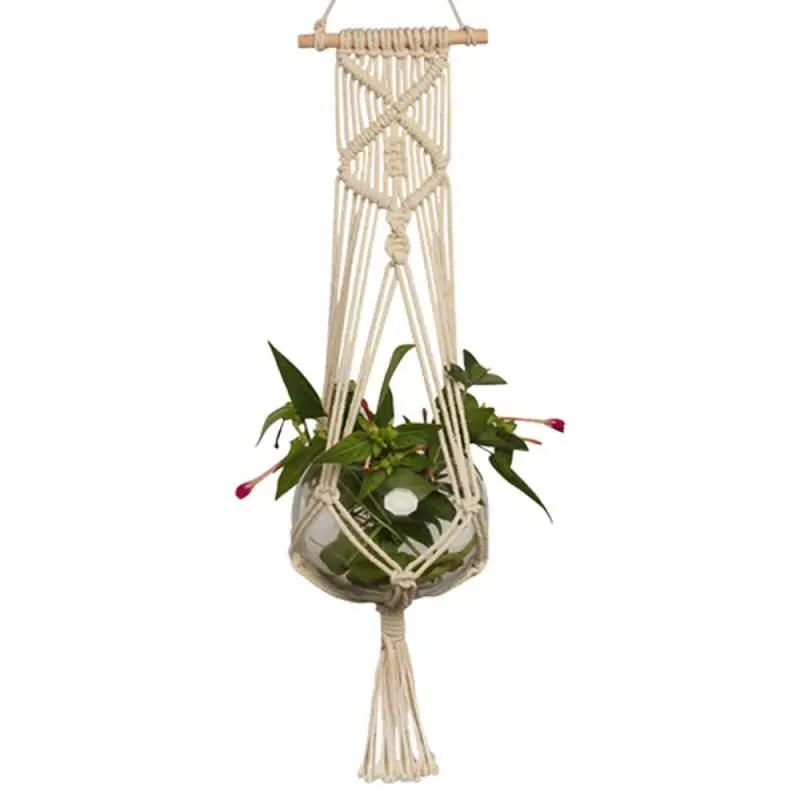 

70cm Simple Macrame Plant Hanger Baskets Flower Pots Holder Balcony Hanging Decor Knotted Lifting Rope Home Garden Supplies
