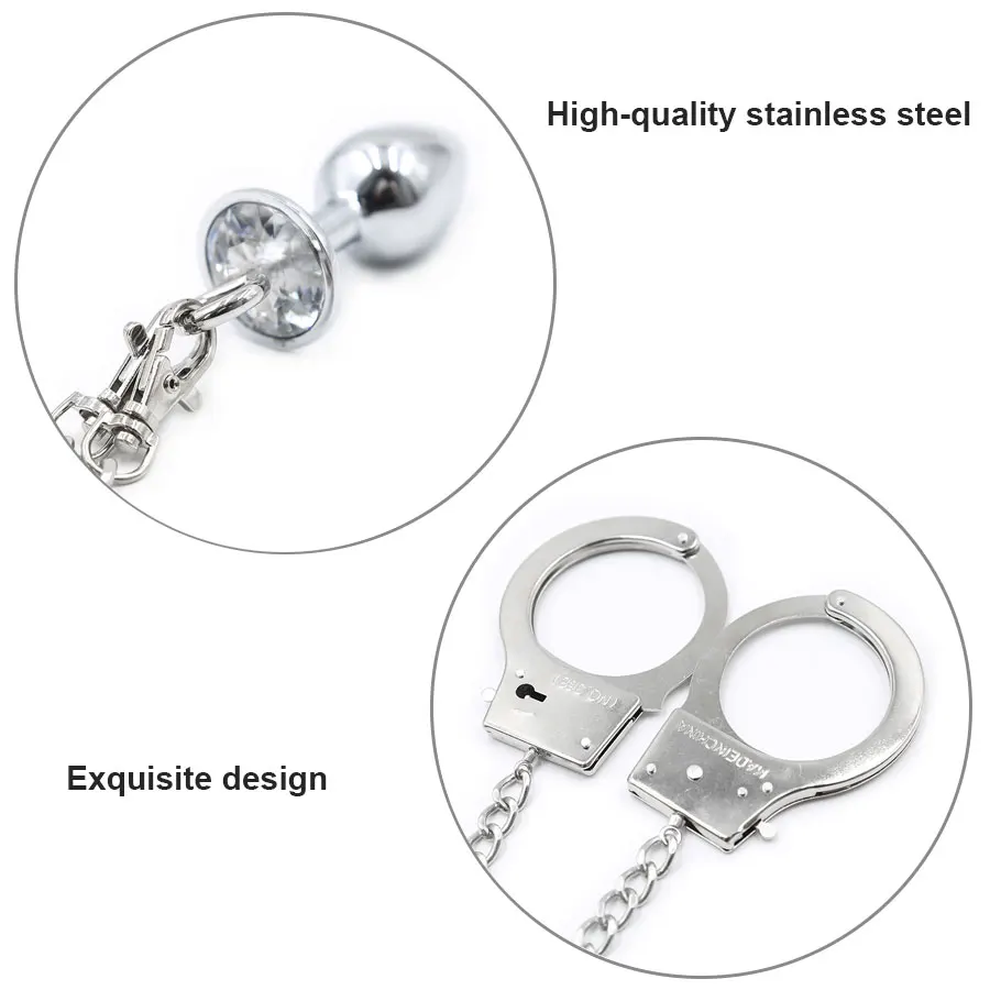 Наручники из нержавеющей стали анальная пробка SM секс игры для взрослых игрушки