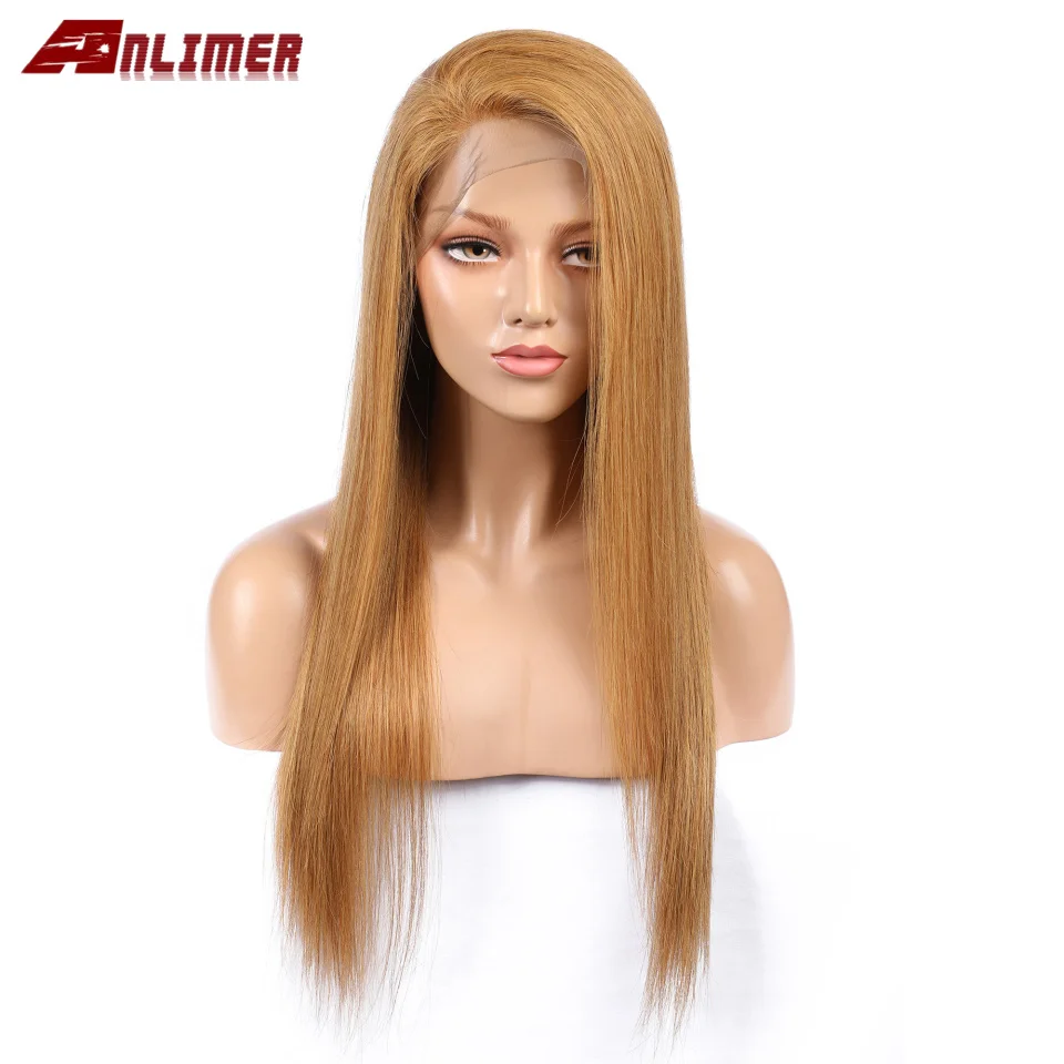 Имбирь блондинка Синтетические волосы на кружеве парик прямые предварительно