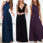 Женское длинное платье с V-образным вырезом, вечернее платье-трансформер без рукавов с запахом, новое официальное платье для свадьбы, вечеринки, подружки невесты