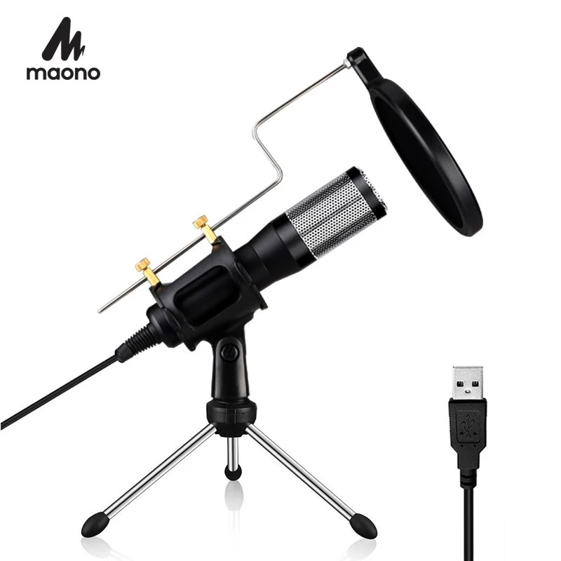 MAONO USB микрофон всенаправленный проводной конденсаторный микрофон профессиональный студийный микрофон для ПК ноутбук прямая трансляция