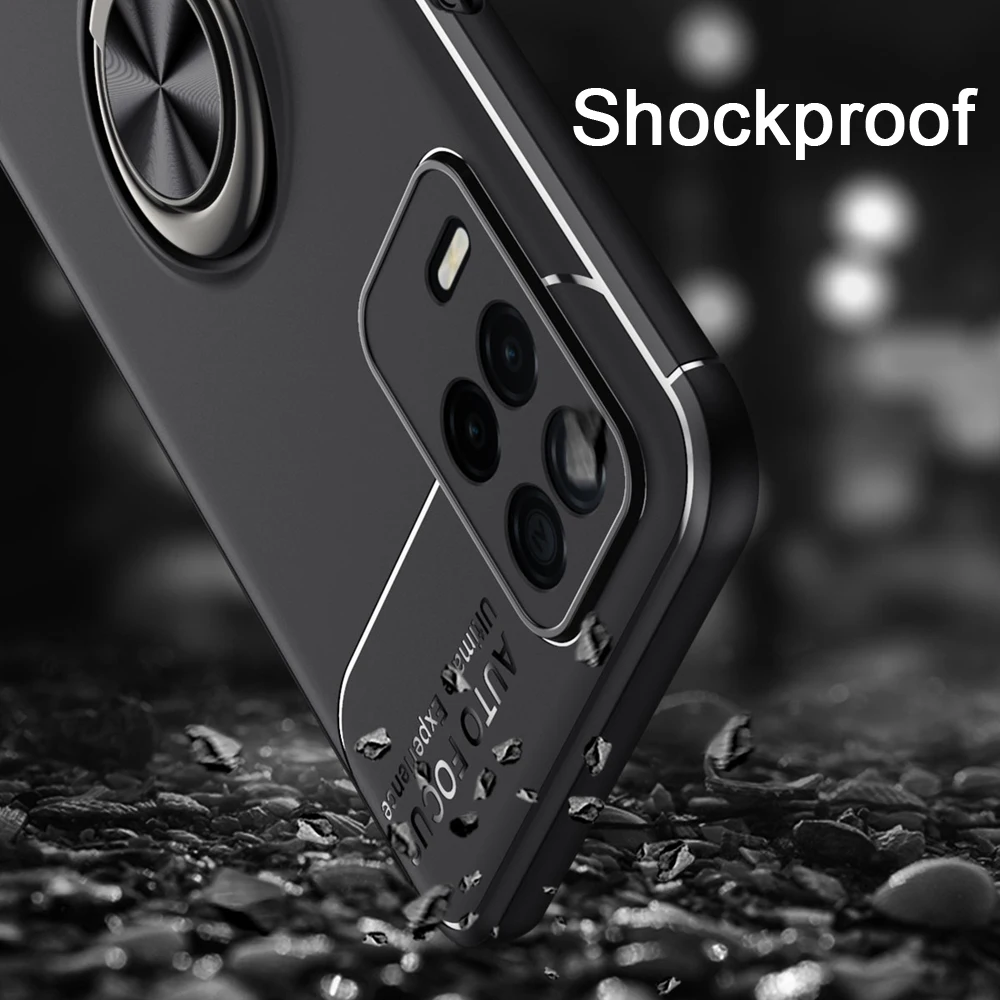 KEYSION Shockproof Case For Realme 8 5G 8 Pro 8i Q3t V13 Silicone Ring Stand Phone back cover for Realme Narzo 30 Pro 5G 30A 20