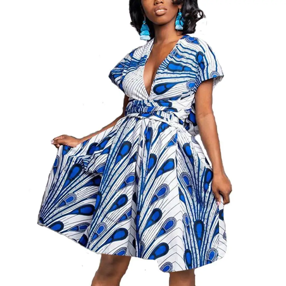 African Dress 74WH Kureas Африканское Платье женское нация полиэстер Африка печать сексуальные летние платья Национальный принт Vestido Dashiki Kanga одежда - Цвет: African Dress 74WH