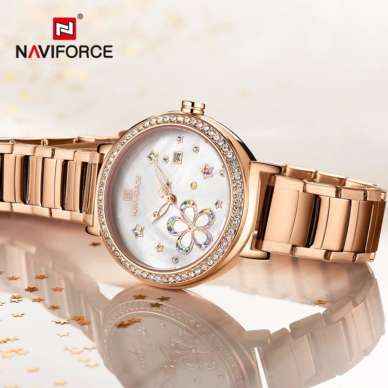 Часы наручные NAVIFORCE женские кварцевые роскошные Брендовые повседневные