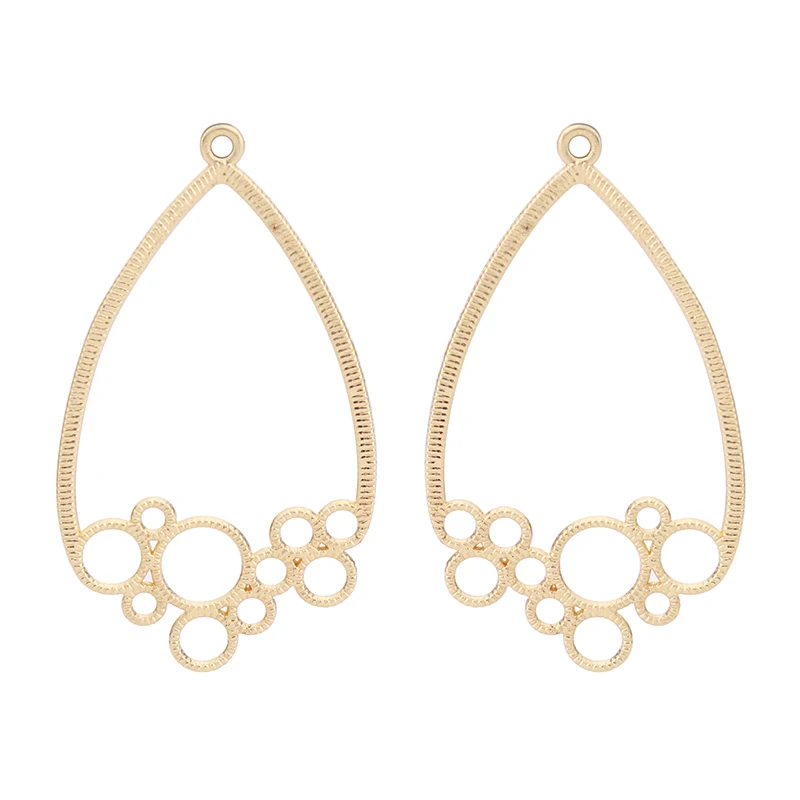 

10 x Gold Tone Geometry Open Water Drop Charms Boho for DIY Earrings Jewelry Accessories 48x27mm