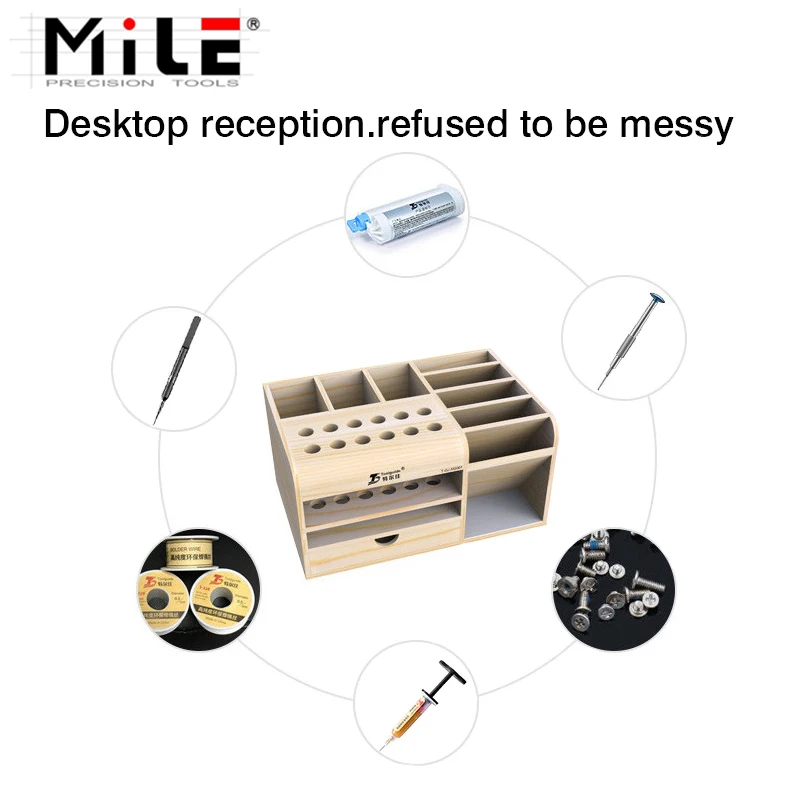 mile multifunctional wooden storage box mobile phone repair desktop storage screwdriver tweezer magnetic holder parts box tool free global shipping