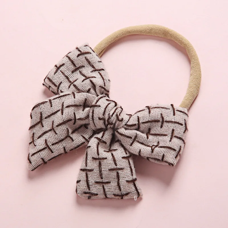 

Baby Girls Headband Cotton Linen Hair Bows Accessories For Newborn Nylon Hairbands Infant New Trand Head Bands Kids Turban