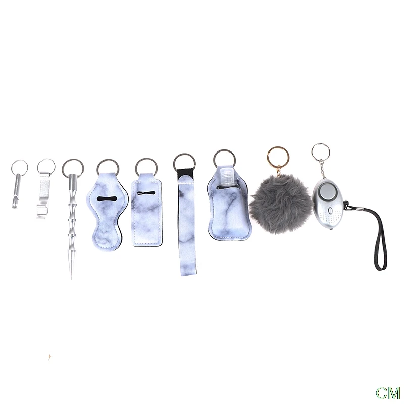 

10Pcs Self Defense Ring Keychain For Women Portachiavi Donna Alarm Tactical Pen