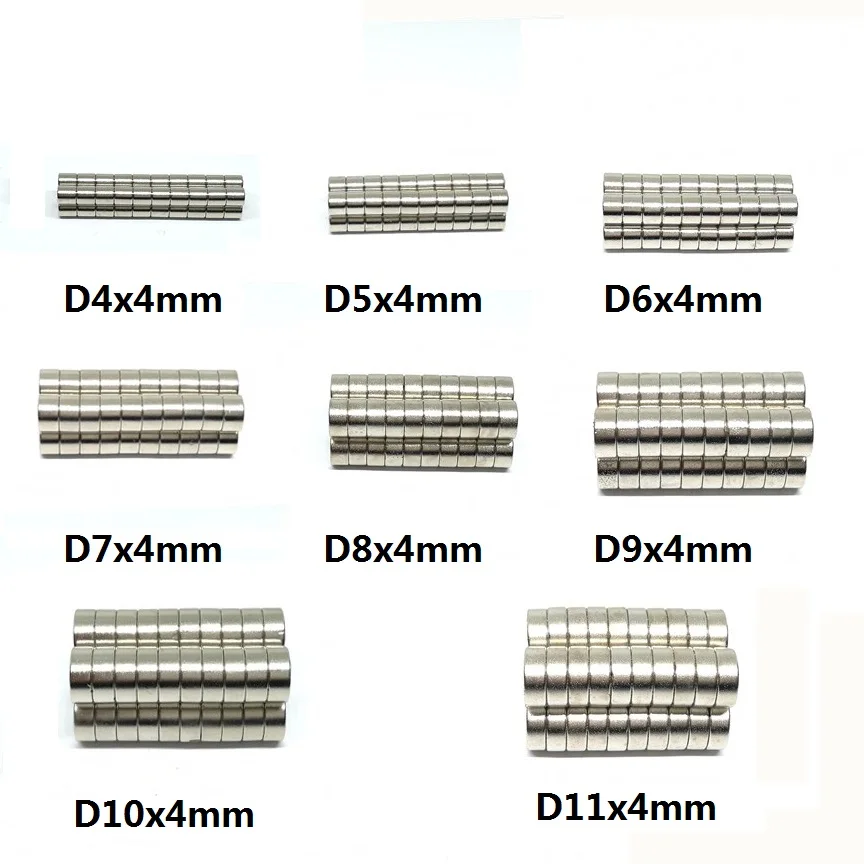 10PCS/LOT Disc NdFeB Magnet 4*4 5*4 6*4 7*4 8*4 9*4 10*4 11*4 Strong Neodymium Magnets 4x4 5x4 6x4 7x4 8x4 9x4 10x4 11x4 | Обустройство
