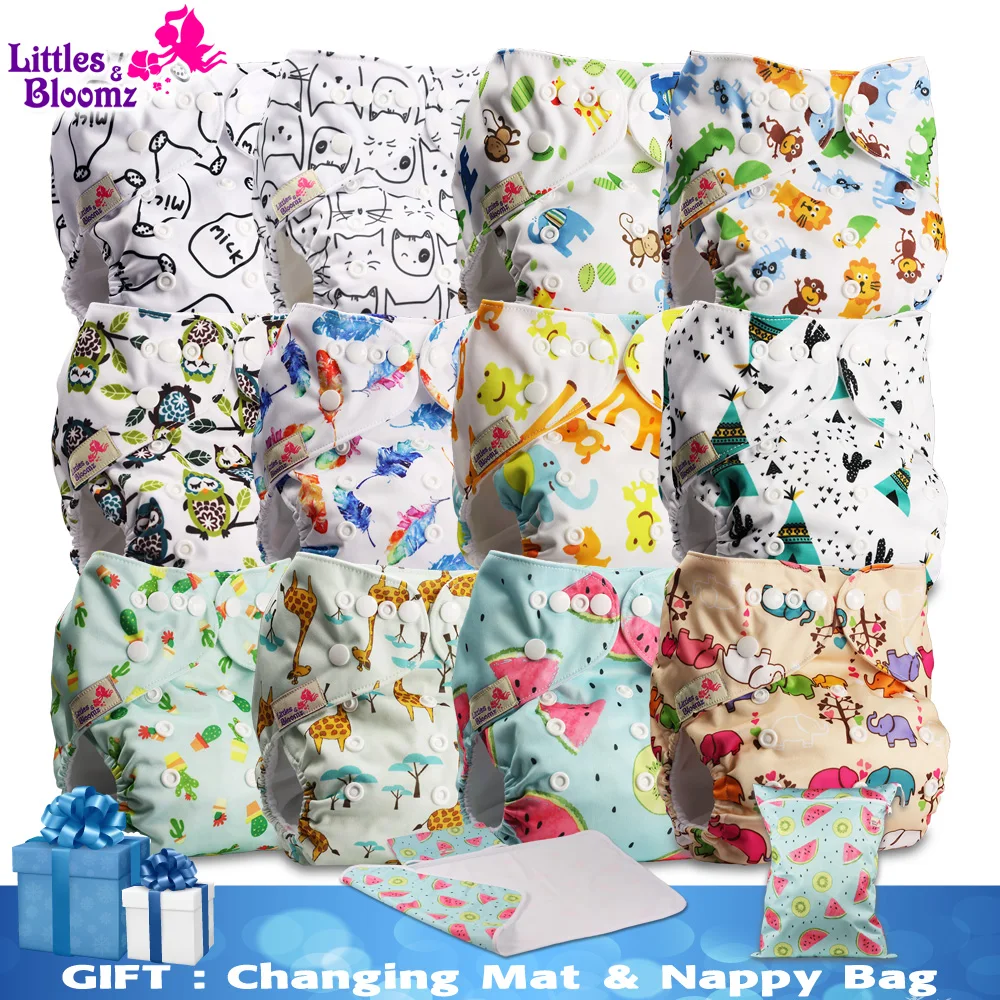 Многоразовые подгузники 12 стандартных/Угольные моющиеся с