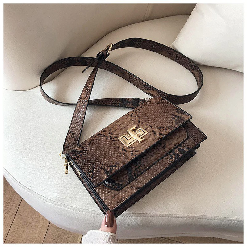 Змеиная искусственная кожа сумки через плечо для женщин 2020 Осень мини сумка