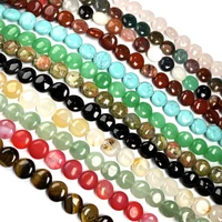 40pcs faceted beads natural stone bead oblate shape 20cm for jewelry making diy necklace bracelet accessories 10x10x5mm