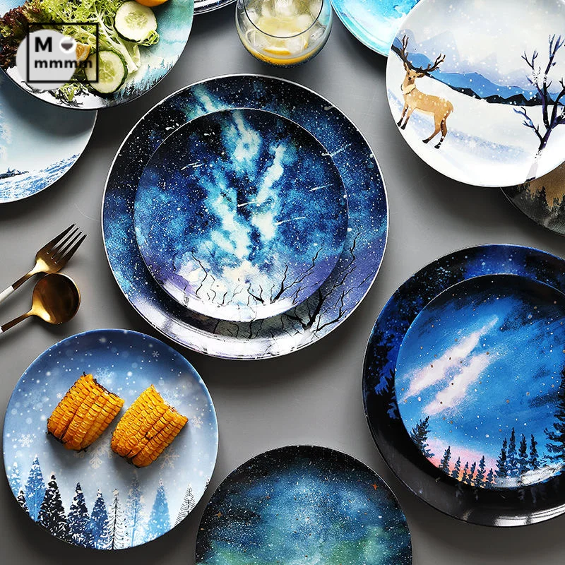 8-дюймовая керамическая посуда набор тарелок для десертов стейков хлеба