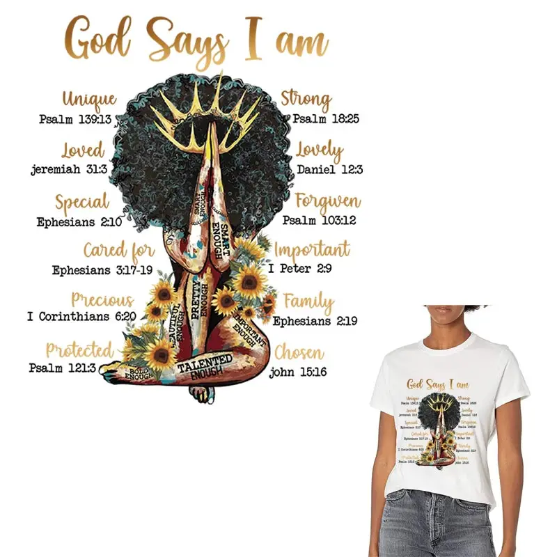 Бог говорит что я Патчи DIY моющиеся Термальность наклейки на футболке толстовки