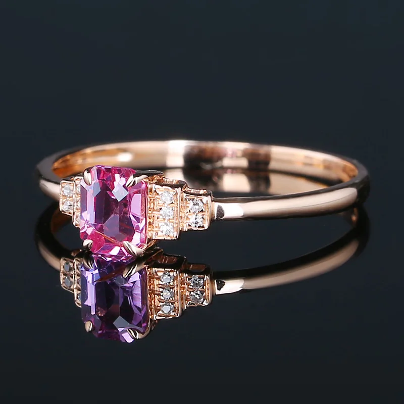 

Rose Gold Created Emerald Gemstone Ring for Women Solid 925 Sterling Silver Luxury Jewelry for Engagement Party Christmas