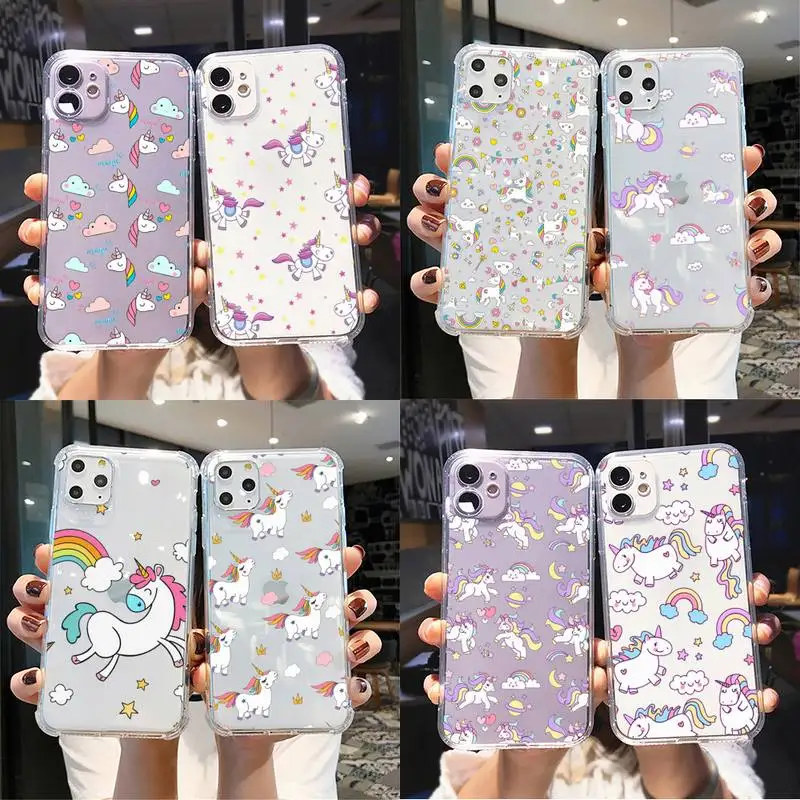 

Cartoon fashion Unicorn Phone Case For iPhone X XS MAX 6 6s 7 7plus 8 8Plus 5 5S SE 2020 XR 11 11pro max Clear funda Cover