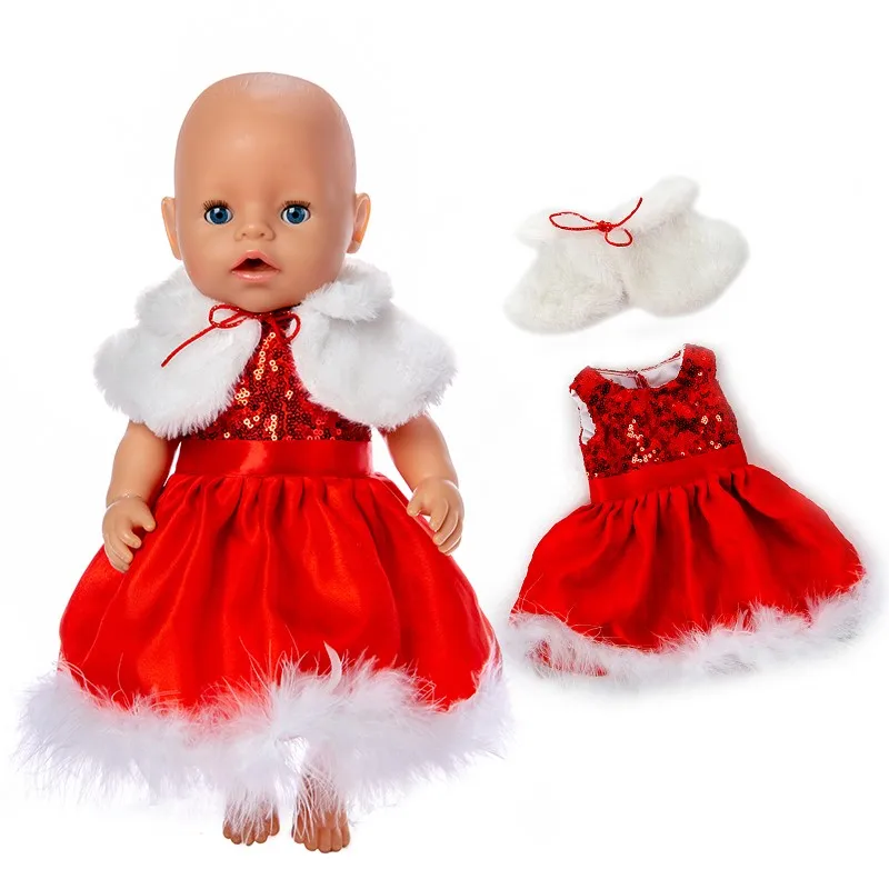

Кукла для новорожденных, 18 дюймов, 43 см, белая плюшевая Красная рождественская одежда, костюм для малышей, подарок на день рождения, 2021