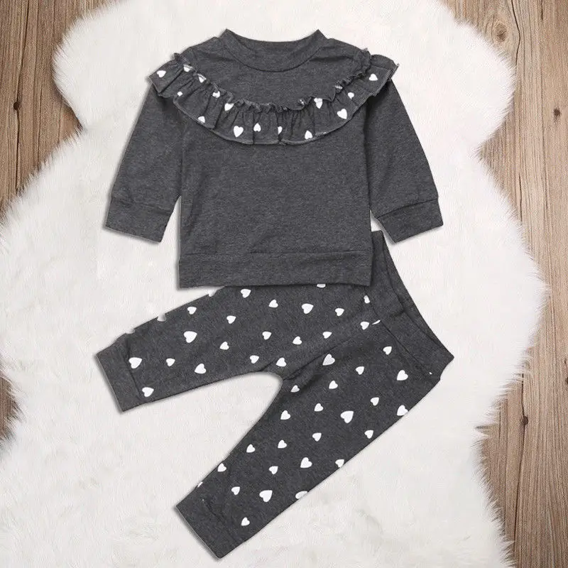 Сезон весна осень Комплект детской одежды из 2 предметов для маленьких девочек