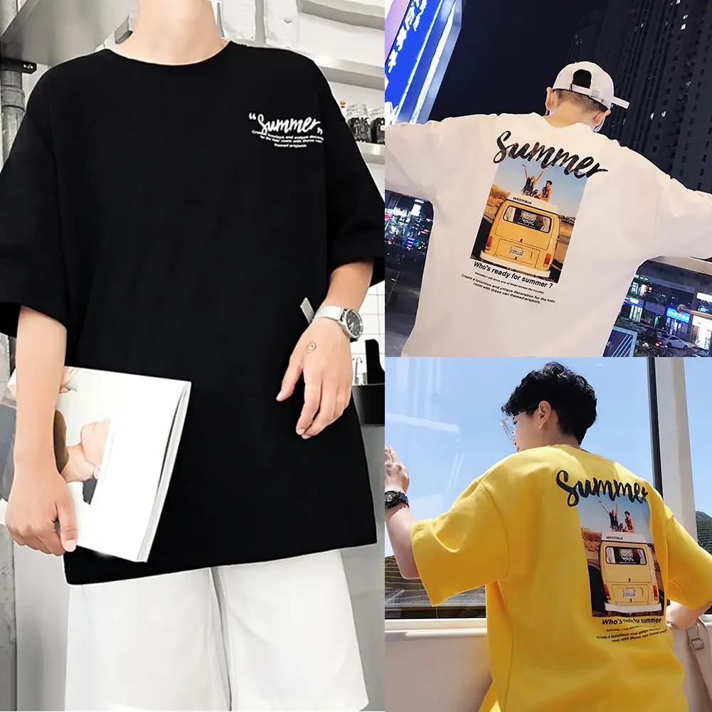 

Casual Men Hip Hop Streetwear T-Shirts Summer Letter O Neck Half Sleeve T-shirt Tee Top Comfortable Loose Stylish Blouse