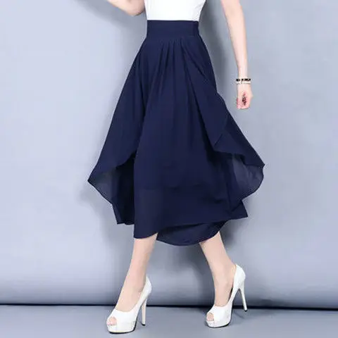 

Chiffon Breathable Wide Leg Pants Women's Summer Capris Half Length New High Waist Large Loose Casual Skirt Shorts Plus Size Hot