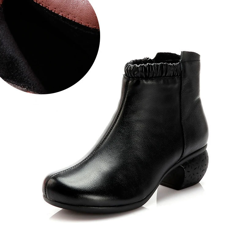 

Women's Autumn New Style Short Boots Thick Heel All-match Mid-heel Side Zipper Fashion Round Heel Handmade Casual Ankle Boots