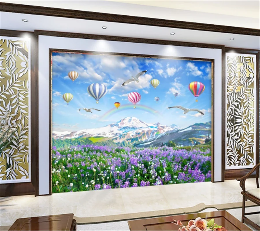 Wellyu пользовательские обои 3d плато Лаванда цветок море горячий воздух воздушный