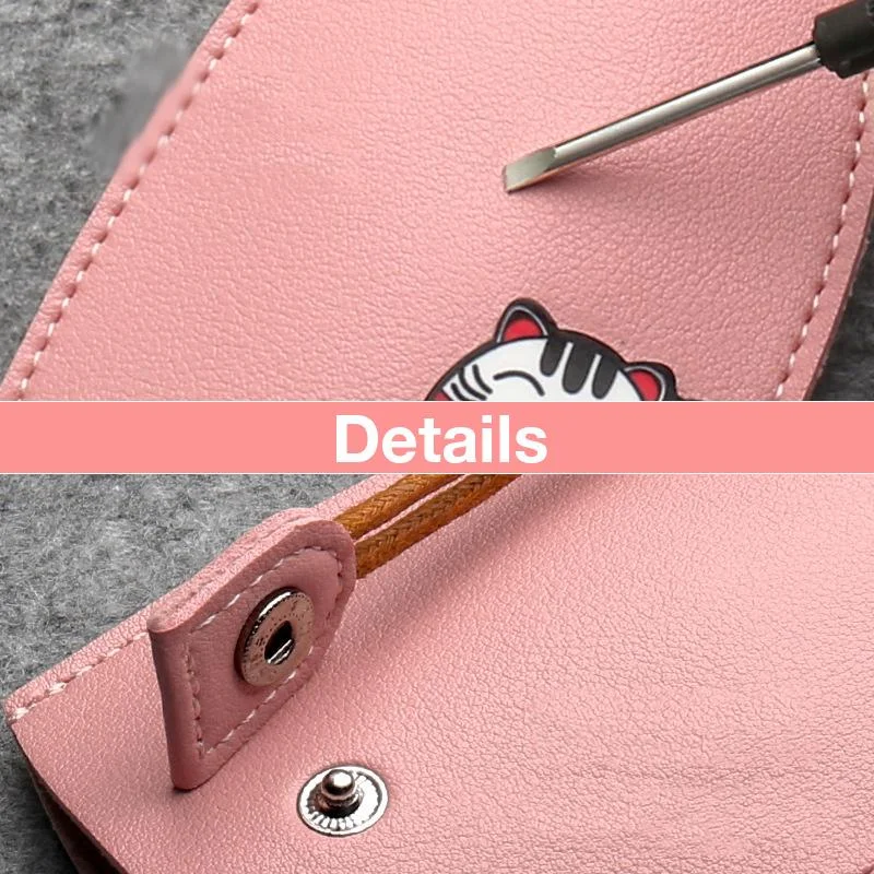 Женская кожаная Выдвижная сумка для ключей с милым мультяшным мужской держатель