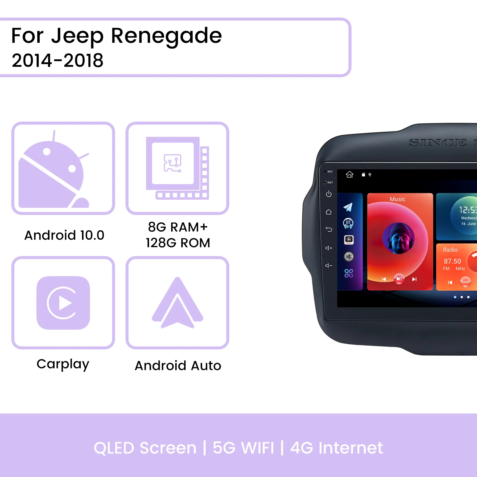 Roadanvi для Jeep Renegade 2014 2015 2016 2017 2018 автомобильный радиоприемник Голосовое управление