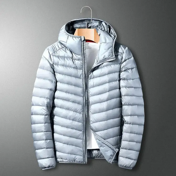 Winter Jacket Men Coat Duck Down Jacket New Ultra Light Thin Hooded Down Coat Portable Windproof Puffer Parkas Male Overcoat