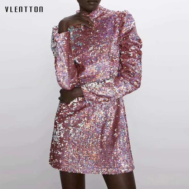 2020 весеннее модное расшитое блестками сексуальное мини платье для женщин со