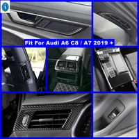 carbon fiber look interior refit kit pillar a b air ac door bowl gear box cover trim fit for audi a6 c8 a7 2019 2021