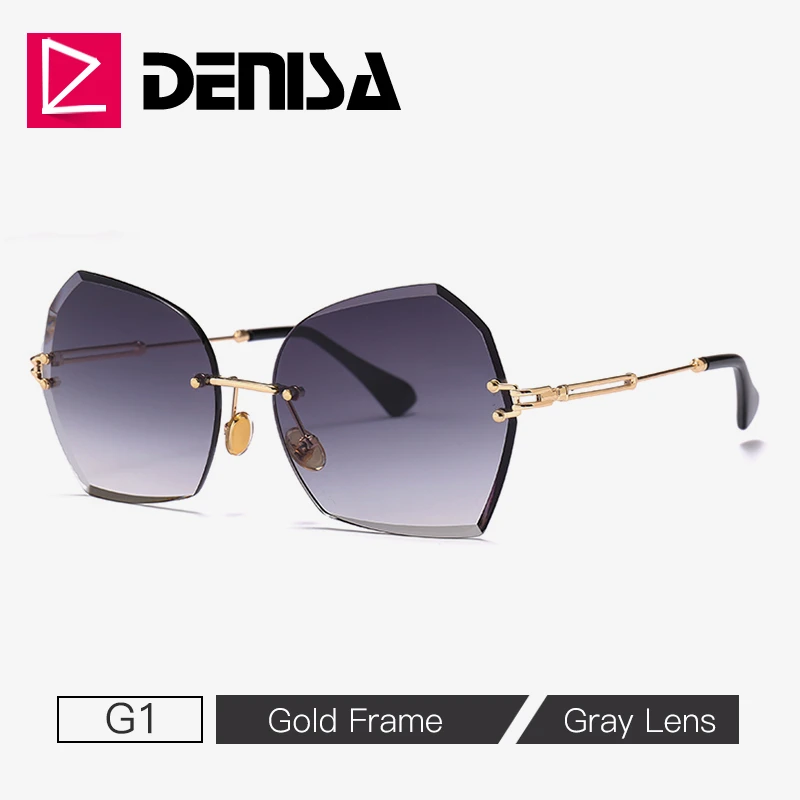Женские солнцезащитные очки без оправы DENISA в металлической оправе UV400 G18603
