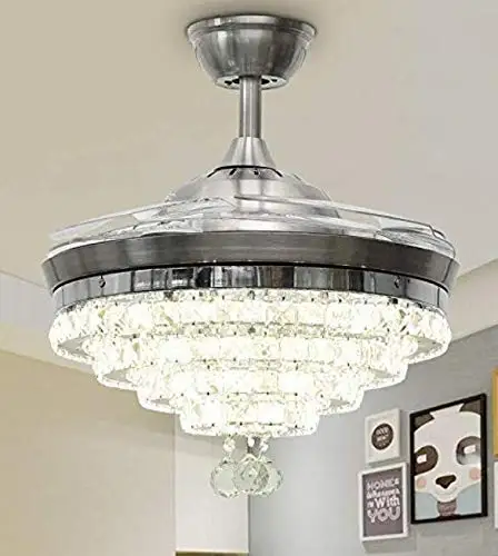 Хрустальная люстра с невидимым вентилятором современная лампа 42 дюйма выдвижным