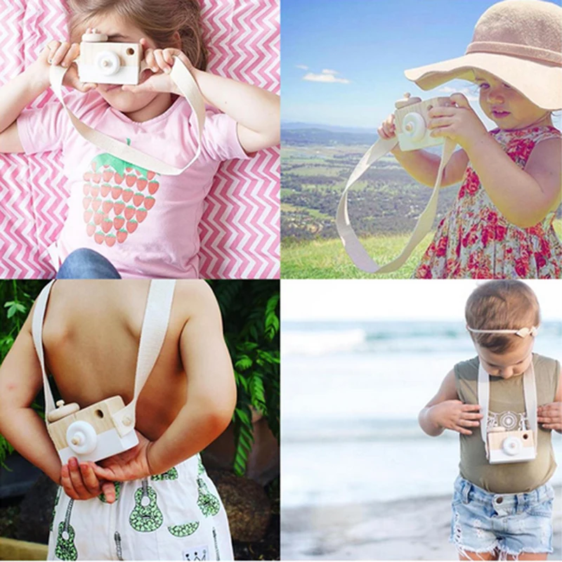 Симпатичная деревянная игрушечная камера для малышей креативная подвесная на