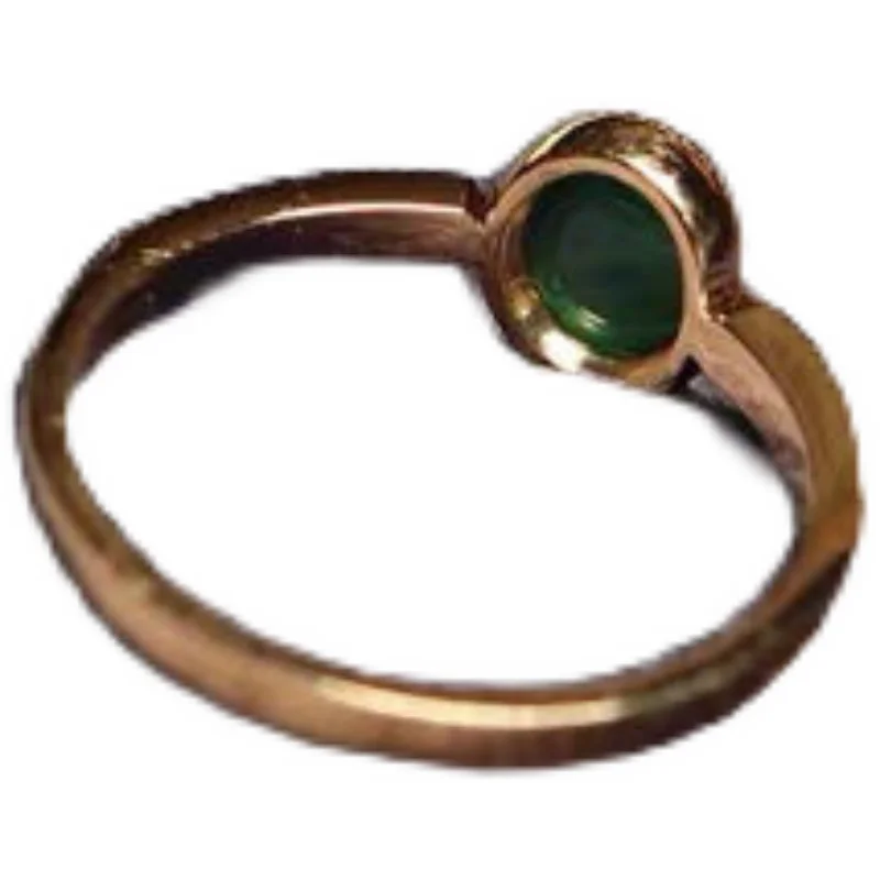 

Ice-like Deep Yang Green Chalcedony Ring S925 Sterling Silver Inlaid Women's Jade Ring Colorful Gold Fashion Elegant Couple