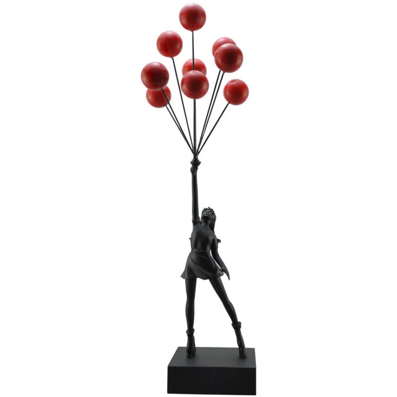 

6colors 57cm Flying Balloon Girl Statues Banksy Art Sculpture Resin Craft Home Decoration Accessories Gift black white red gold