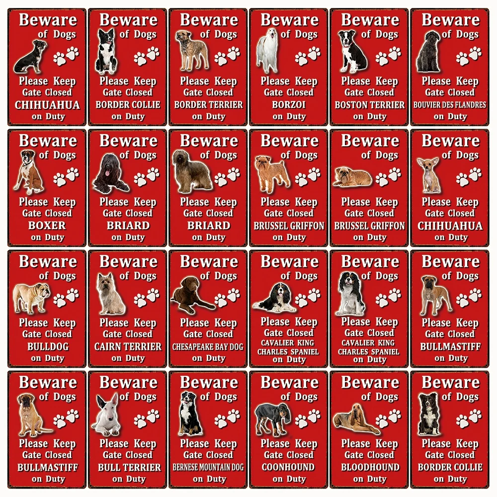 [Kelly66] ПЭТ Остерегайтесь собак бульдог границы терьер олова Плакат Металлический