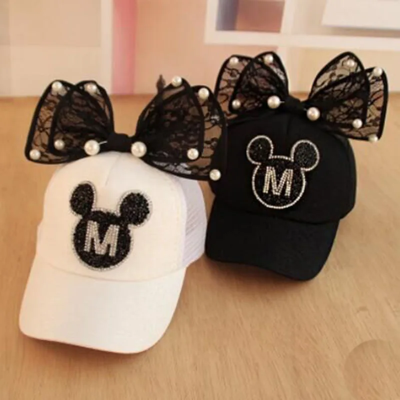 Детская бейсболка MAERSHEI 2021 летняя женская с бантом и жемчугом Солнцезащитная