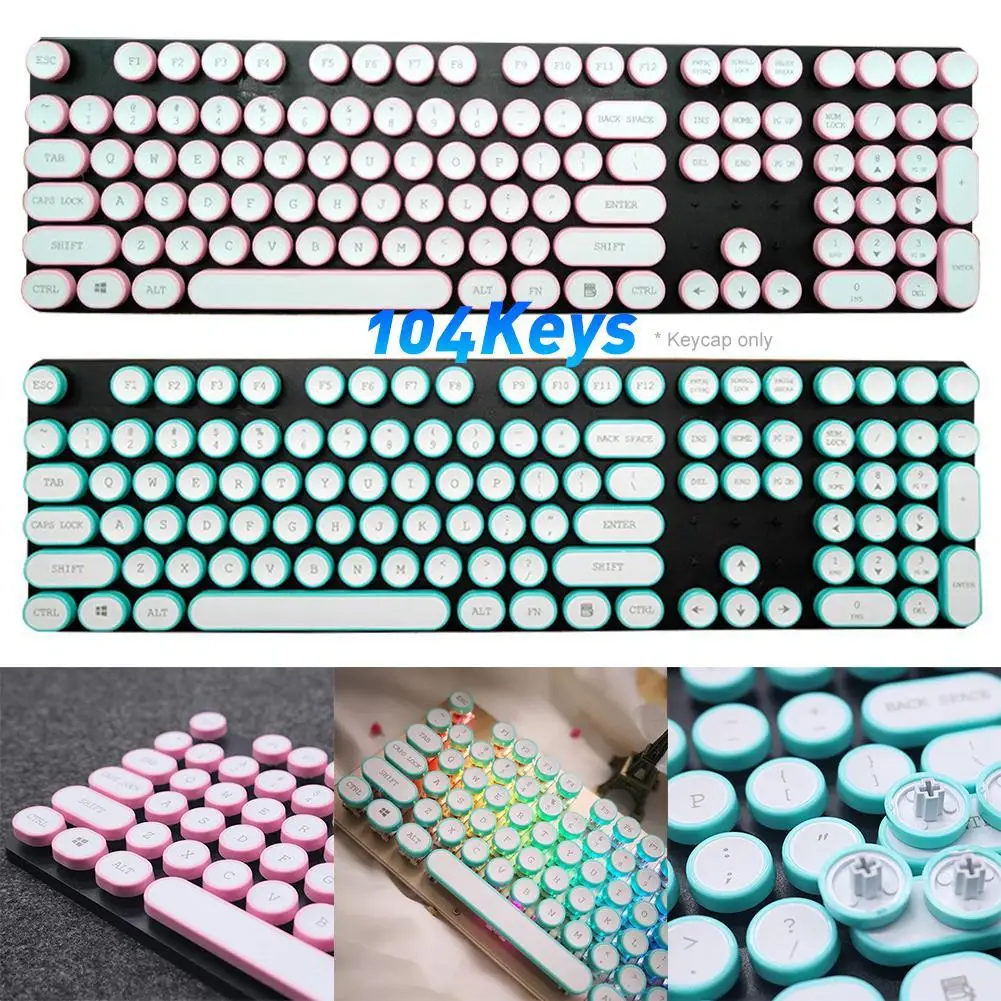 

104Pcs/Set ABS Clear Round Backlight Mechanical Keyboard Key Caps Replacement