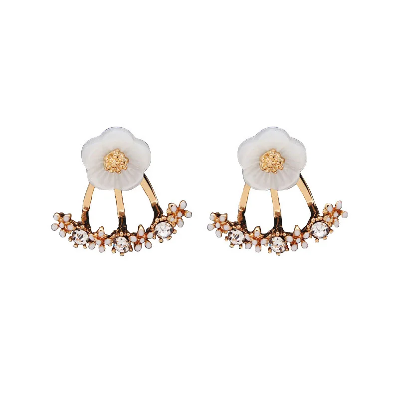 

1 Pair White Daisy Studs Earrings Shiny Crystal Flower Ear Jewelry For Women Party Engament Pendant Earrings Fashion Jewelry