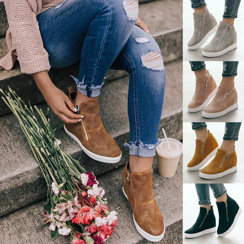 Прямая поставка Осенние женские кроссовки из искусственной кожи Женская