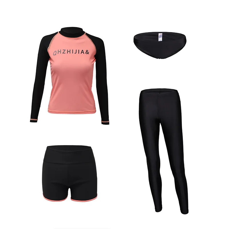 Полноразмерный женский купальник из 4-х предметов с длинным рукавом и защитой от