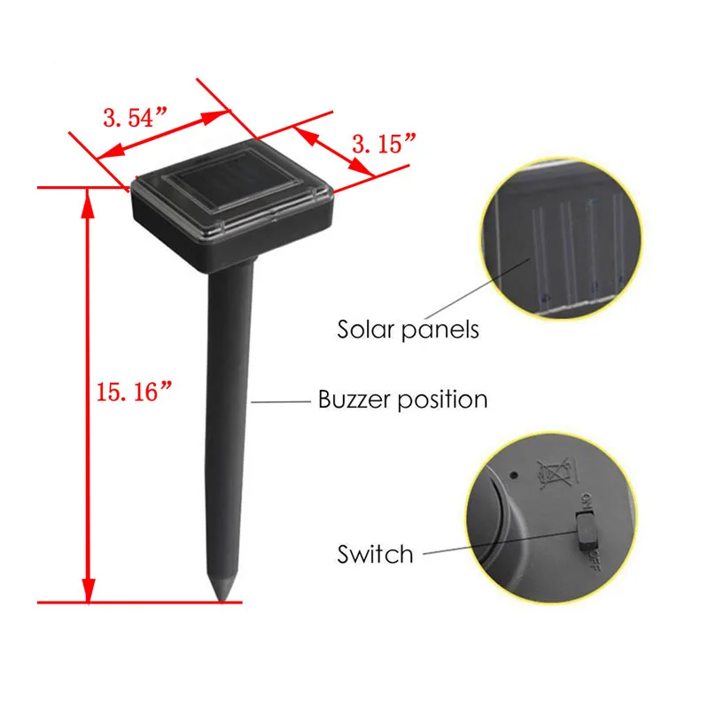 

Dreamburgh Outdoor Ultrasonic Solar Power Snake Mouse Pest Rodent Repeller Fox Gopher Animal Repellent Pest Control Garden Yard