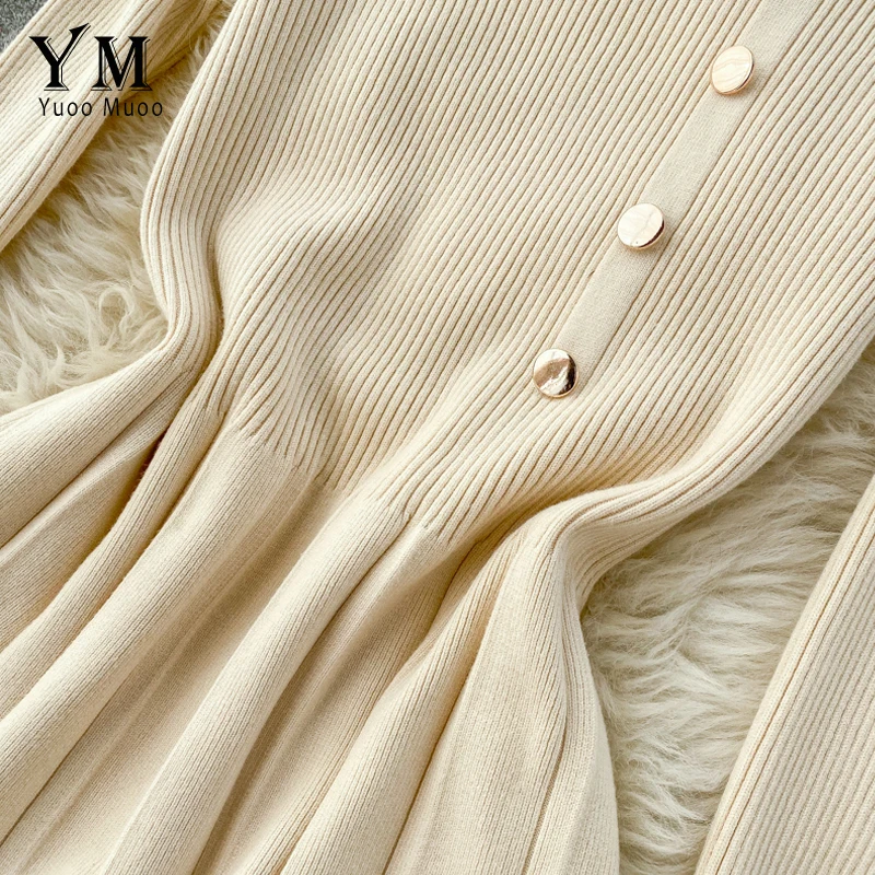 YuooMuoo хорошее качество удобные кнопки дизайн Осень Зима Женское платье Теплый