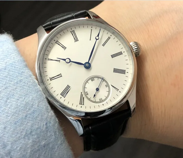 

Мужские механические часы с белым циферблатом, без логотипа, 17 ювелирных изделий, 41 мм