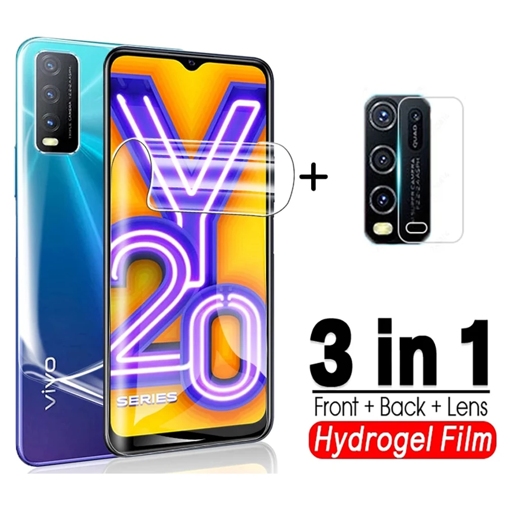 

Гидрогелевая защитная пленка 3 в 1 для Vivo Y20, Y20i, Y20S, Y30, Y50, Y11, Y12, Y11S, Y12S, мягкая защитная пленка для объектива камеры, не стекло